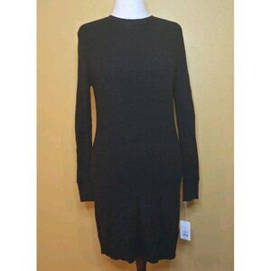 A New Day Sweater Knit Dress Black Long Sleeve Medium Womens Crew Waffle NWT New